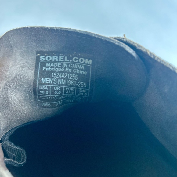 Men’s Sorel Brown Grey Suede Genuine Leather Lace Up Ankle Boots size 10.5 - Picture 12 of 14